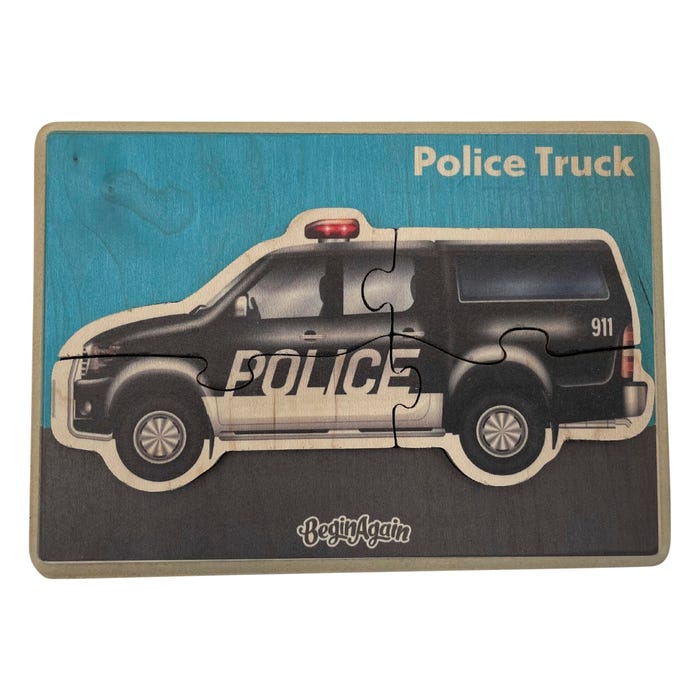 BeginAgain Police Truck Puzzle, 4 Pieces