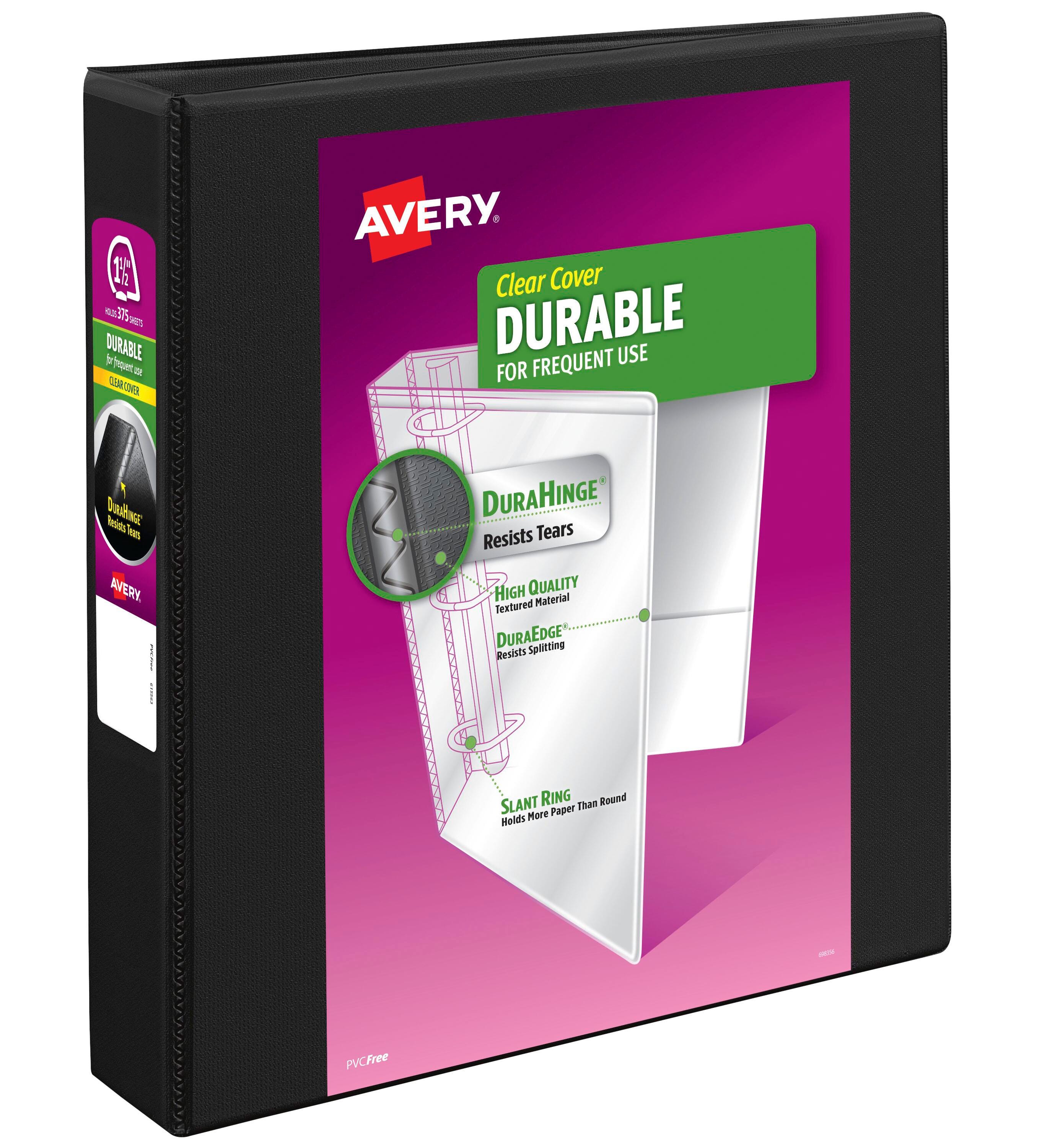 Image for Avery Durable View Binder with Slant Ring, 1-1/2 Inch, Black from School Specialty
