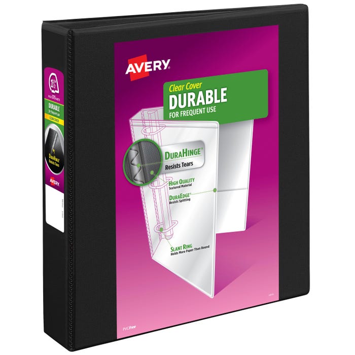 Avery Durable View Binder with Slant Ring, 1-1/2 Inch, Black