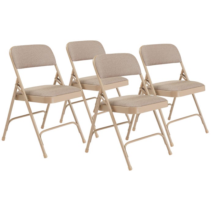 National Public Seating Premium Upholstered Folding Chair, 2200 Series, 17-3/4 Inch Seat Height, Cafe Beige Fabric, Beige Frame,