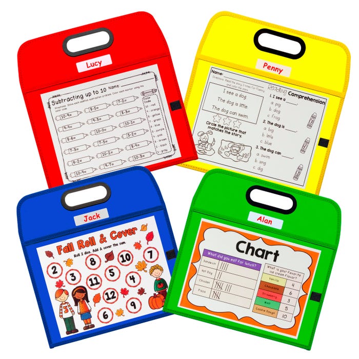 C-Line Portable Dry Erase Pocket, 10 x 13 Inches, Assorted Primary Colors, 1 Pocket