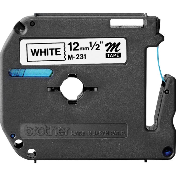 Brother P-Touch M-231 Tape Cartridge, 1/2 Inch x 26 Feet, Black on White