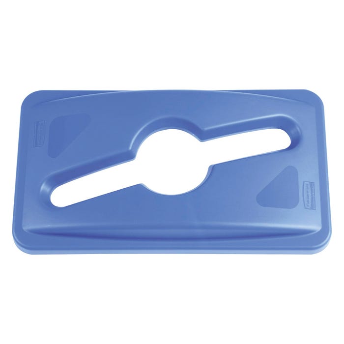 Rubbermaid Slim Jim Rectangular Slotted Station Recycling Combo Lid, 12 x 21 x 5-1/3 Inches, Plastic, Blue