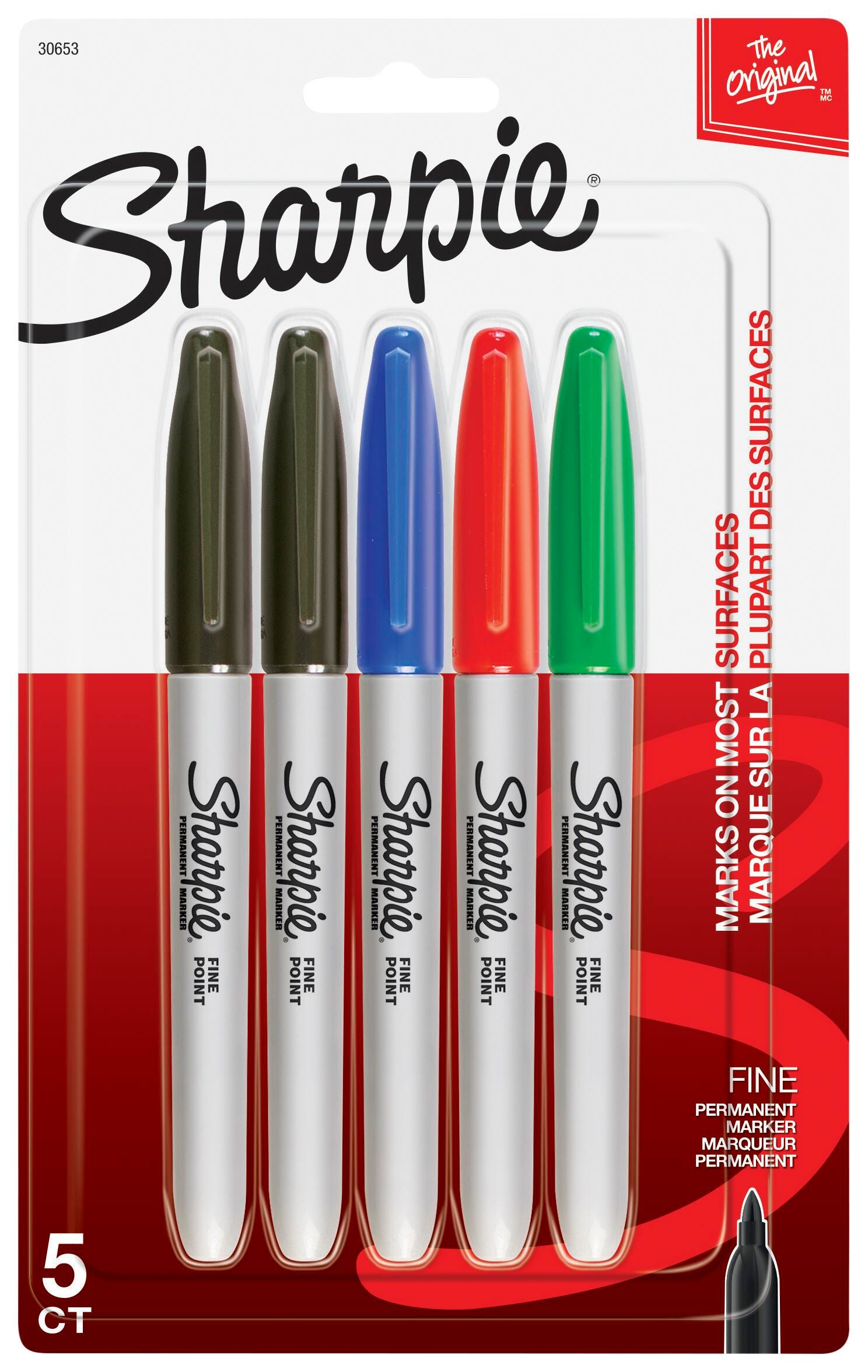 Sharpie Permanent Markers, Fine Point, Assorted Colors, Set of 5 2047948