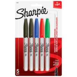 Sharpie Permanent Markers, Fine Point, Assorted Colors, Set of 5