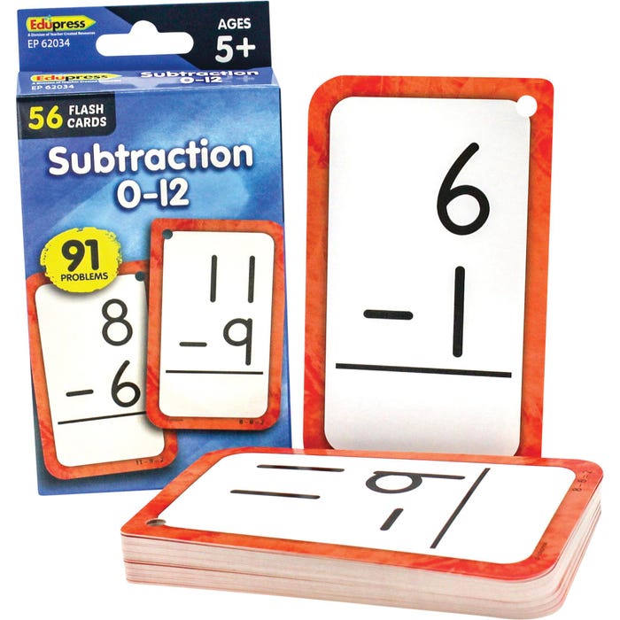 Edupress Double-Sided Subtraction Flash Cards, Set of 56