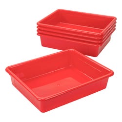 School Smart Storage Tray, Letter Size, 10-3/4 x 13-1/4 x 3 Inches, Red, Pack of 5 2012812