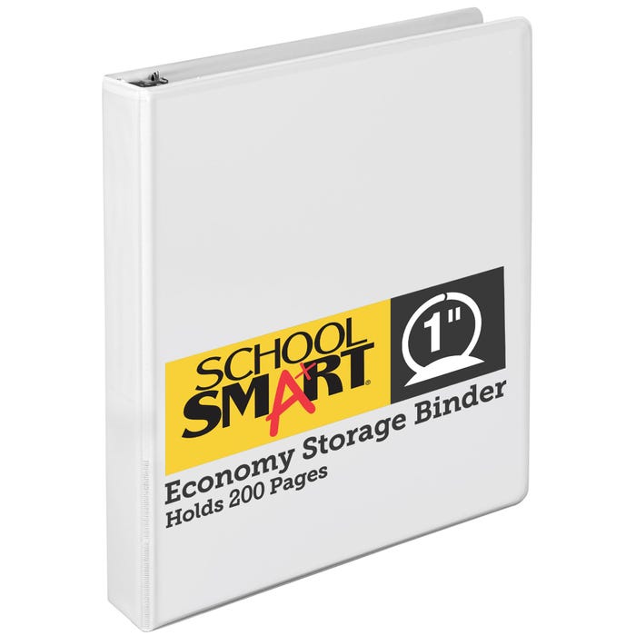 School Smart Round Ring Binder, Polypropylene, 1 Inch, White