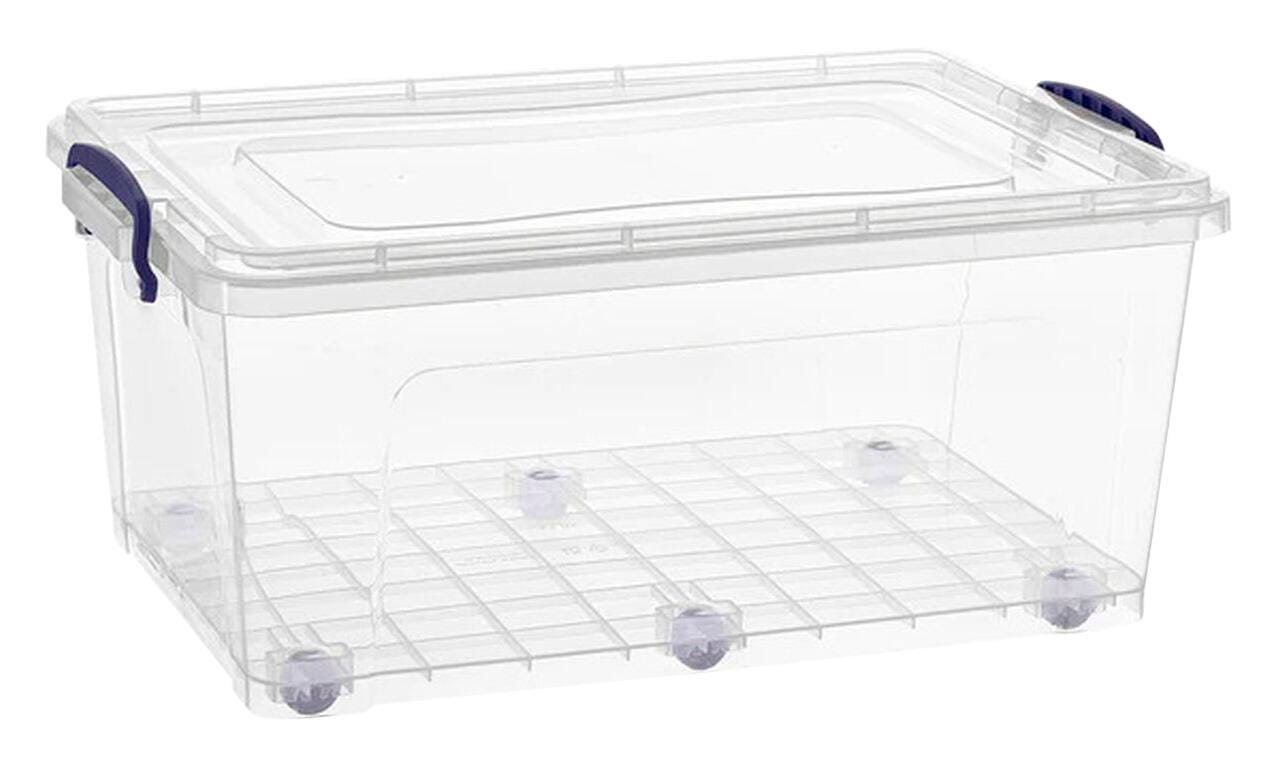 Superio Brand Wheeled Storage Container, 32 Quart, Clear 2133546