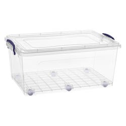 Superio Brand Wheeled Storage Container, 32 Quart, Clear 2133546