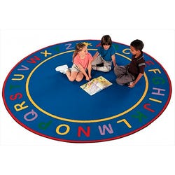 Carpets for Kids Alpha Rug, 6 Feet, Round, Blue, Item Number 076273