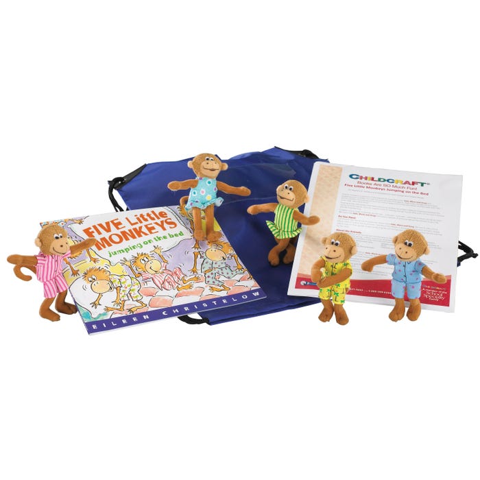Childcraft Five Little Monkeys Literacy Bag, Book, and Plush Pals 1433140