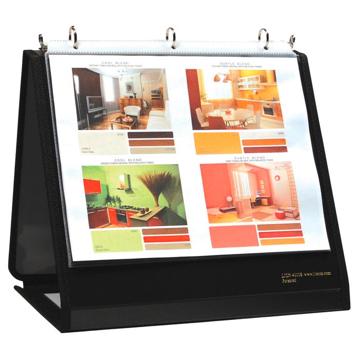 LION Insta-Cover Easel Binder, 1-1/2 Inch Round Ring, 10 Pocket, Black