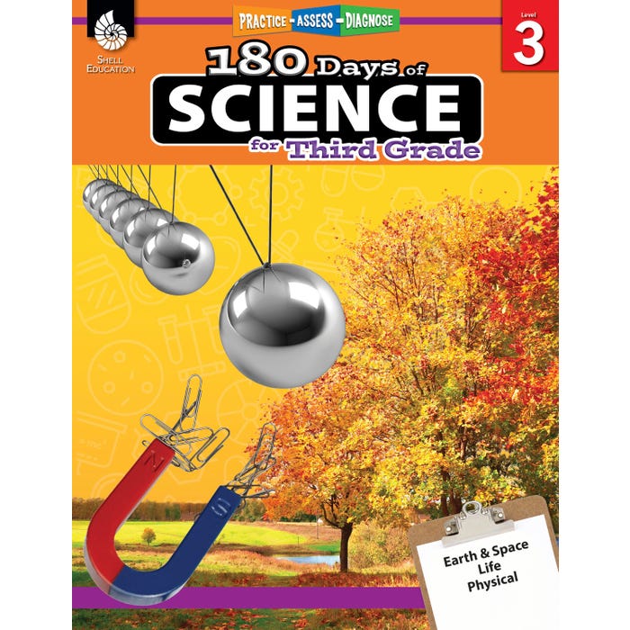 Shell Education 180 Days of Science Book for Third Grade