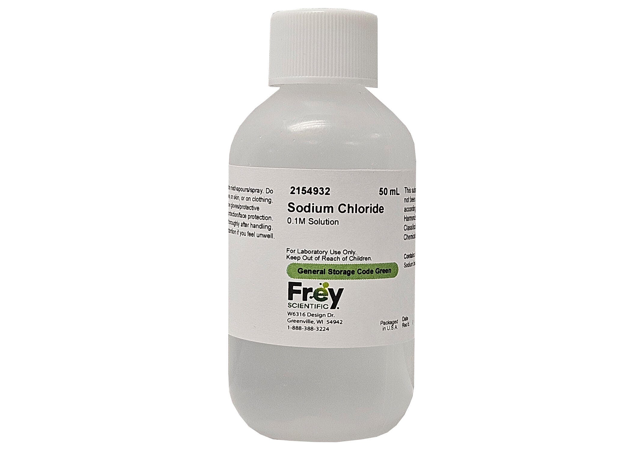 Frey Scientific Sodium Chloride, 0.1M, 50mL 2154932