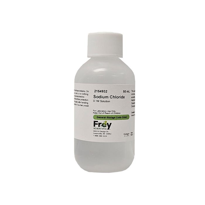 Frey Scientific Sodium Chloride Solution, 0.1M Solution, 50mL