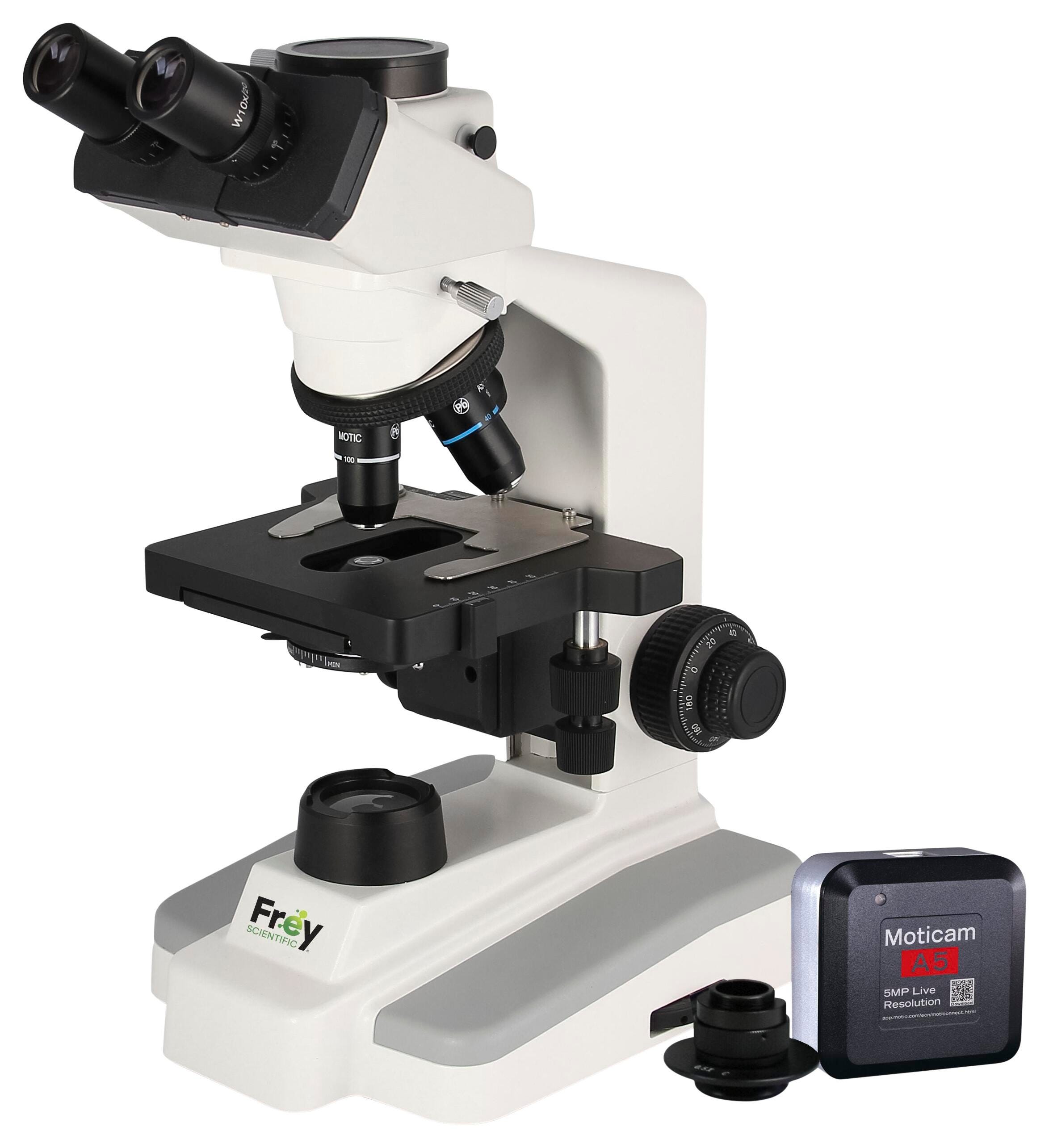 Frey Scientific University Trinocular LED Microscope with MOTICAM A5, ASC Lens, Item Number 2092349