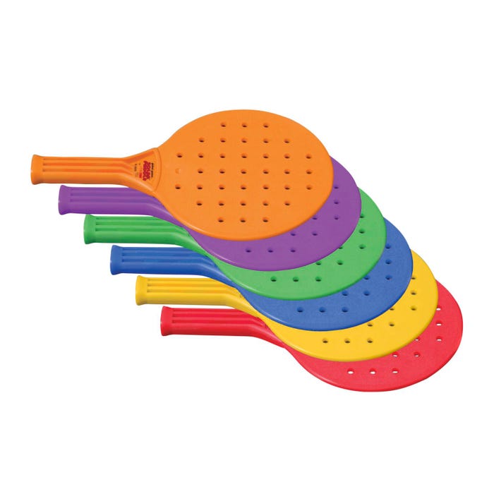 Sportime Global Games Paddles, 8 x 13-1/2 Inches, Assorted Colors, Set of 6