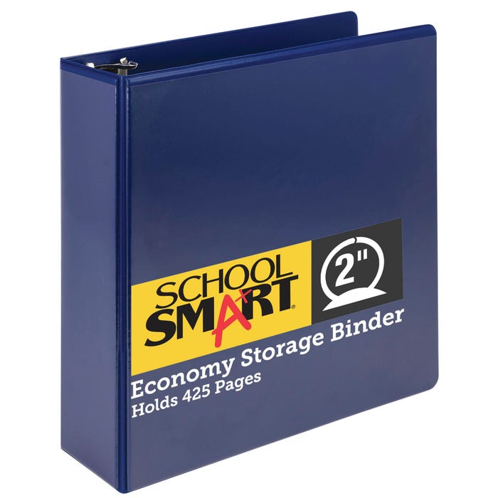 School Smart Round Ring Binder, Polypropylene, 2 Inches, Blue
