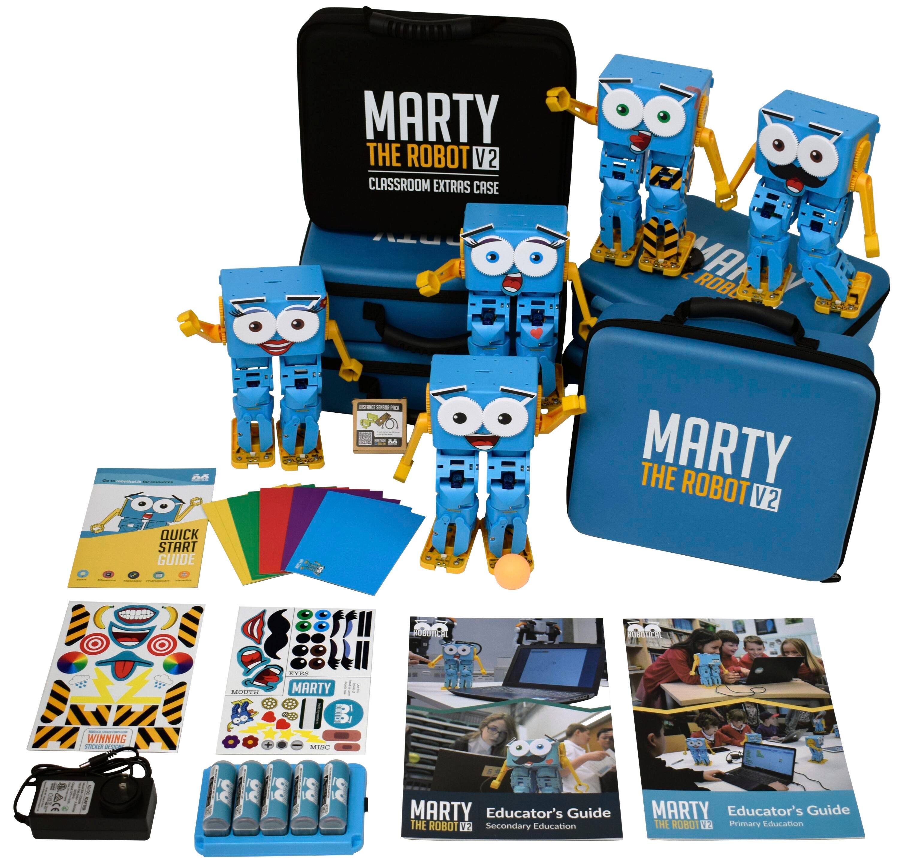 Robotical Marty the Robot V2, Bundle of 5, Plus Classroom Extras 2103909