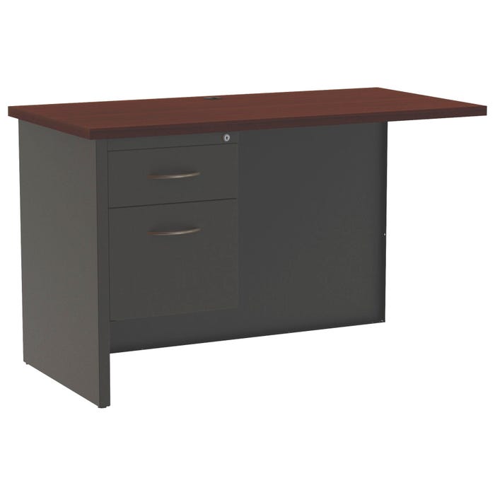 Lorell Mahogany Laminate/Charcoal Modular Desking, Left Return Desk, 48 x 24 Inches, Mahogany/Charcoal