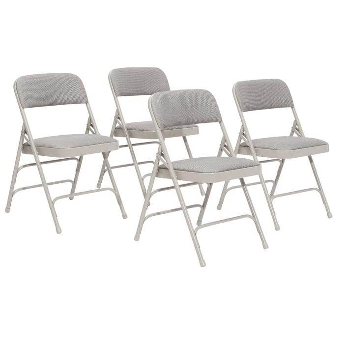 National Public Seating Premium Folding Chair, 2300 Series, 17-3/4 Inch Seat Height, Graystone Fabric, Gray Frame, Set of 4