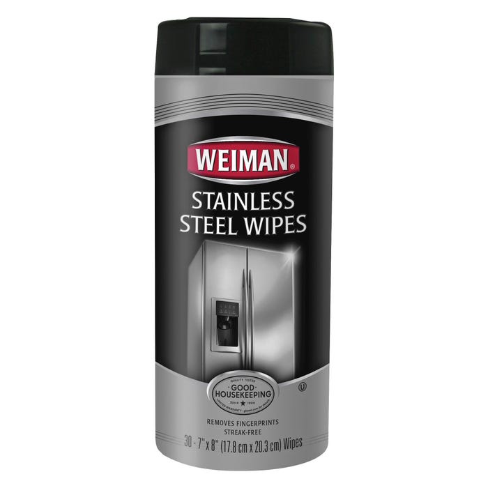 Weiman Wipes, f/Stainless Steel, 7 x 8 Inches, Pack of 30, White