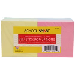 School Smart Pop-Up Self-Stick Adhesive Notes, 3 x 3 Inches, Assorted Pastel Colors, 100 Sheets/Pad, Pack of 12 2147352