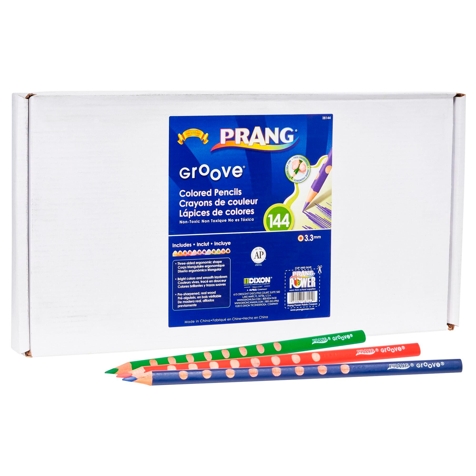 Prang Groove Triangular Pencils, 12- Assorted Colors, Set of 144 1471448