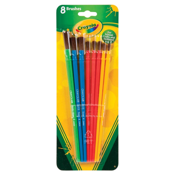 Crayola Arts and Crafts Brush Set, Assorted Sizes, Set of 8