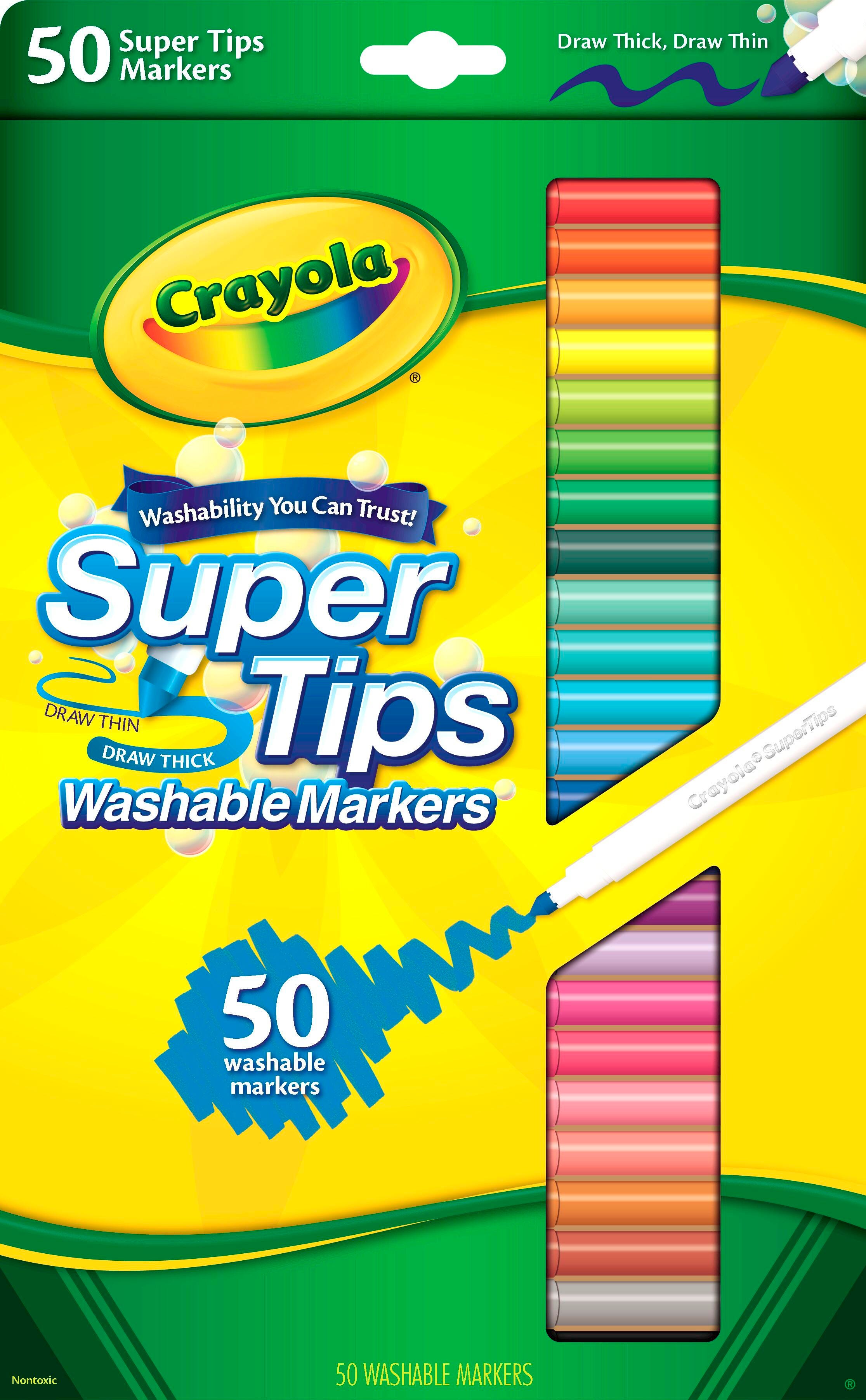Crayola Washable Super Tips Markers, Assorted Colors, Set of 50 Item Number 410485