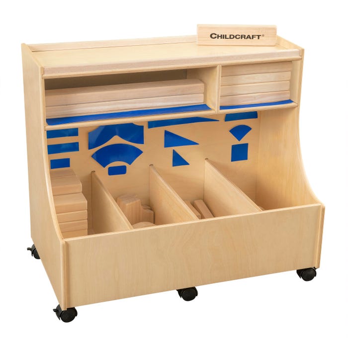 Childcraft Block Storage Unit with Blue Adhesives and 100 Blocks, 35-3/4 x 21-1/2 x 31 Inches
