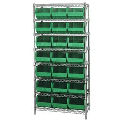 Quantum 8-Shelf Steel Storage Shelf Unit with 21 Bins, 36 x 18 x 74 Inches 4000954
