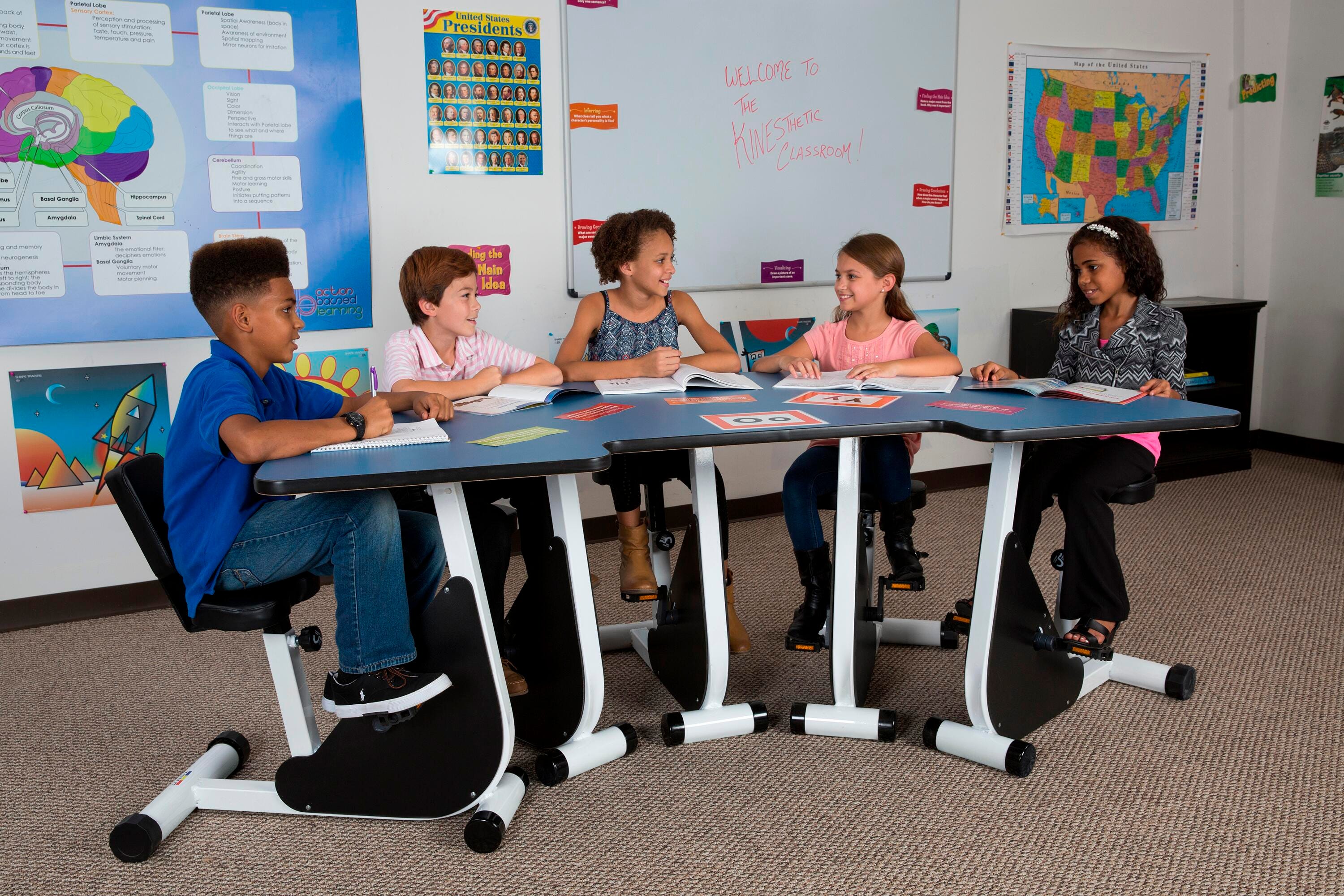 Image for KIDSFIT KC-36 Five Person Special Pedal Desk, Half Moon from School Specialty