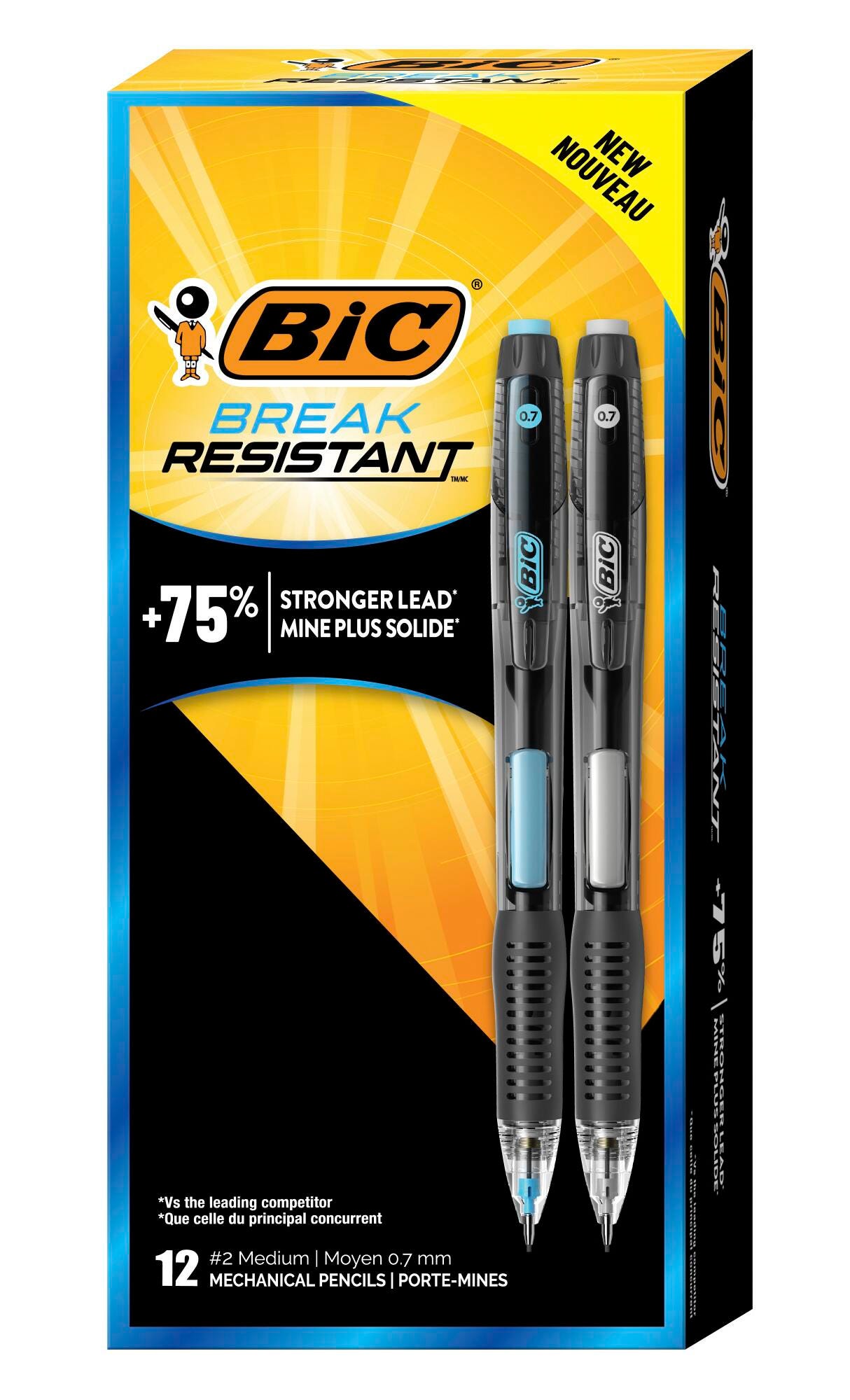 BIC Break-Resistant Mechanical Pencils with Erasers, No. 2 Medium Point, Pack of 12 2131236