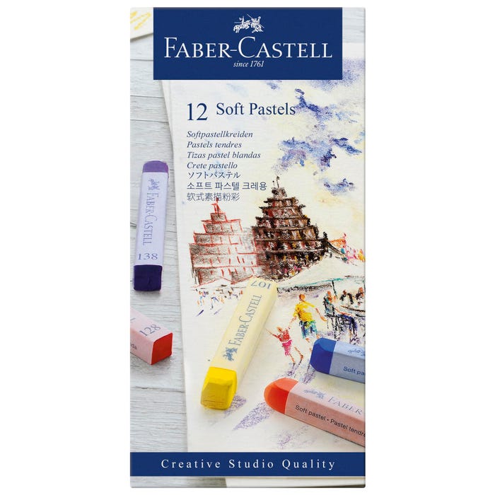 Faber-Castell Creative Studio Soft Pastels Full Stick, Assorted Colors, Set of 12