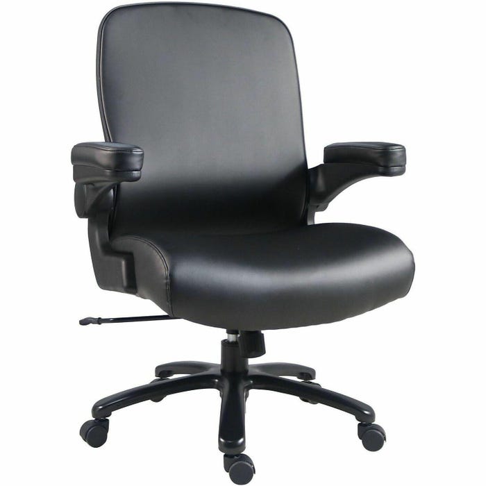 Lorell Big and Tall Flip Arm Chair, Black