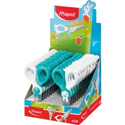 Maped KidiCut Premium Plastic Safety Scissors, 4-3/4 Inches, Green and White, Pack of 20, Item Number 2100980