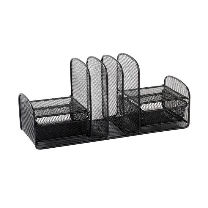 Safco Multi-Purpose Mesh Desktop Organizer, 17 x 6-3/4 x 7-3/4 Inches, Black