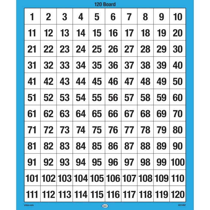 Didax 120 Number Boards, Blank Grids on Reverse Side, 11 x 13 Inches, Pack of 10