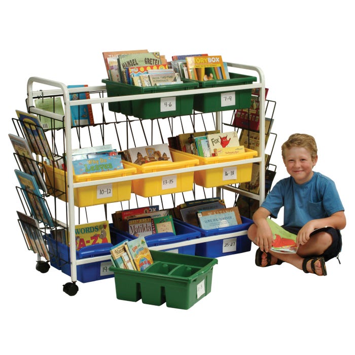 Copernicus Deluxe Leveled Reading Book Browser Cart, 9 Tubs, 49 x 21 x 36-1/2 Inches