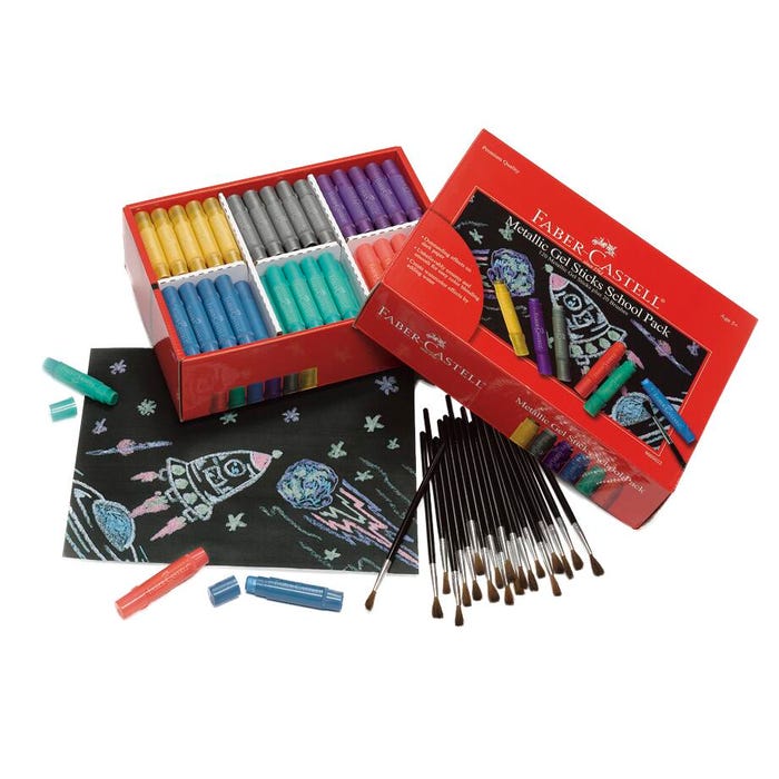 Faber-Castell Metallic Gel Sticks School Pack, Assorted Colors, Set of 120