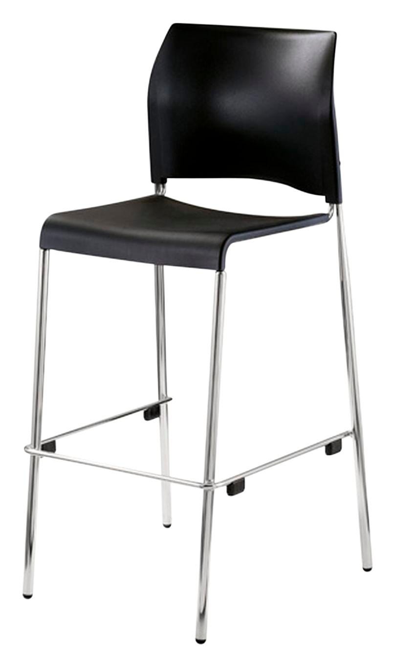 National Public Seating Cafetorium Bar Stool, Plastic Seat, Black 2023333