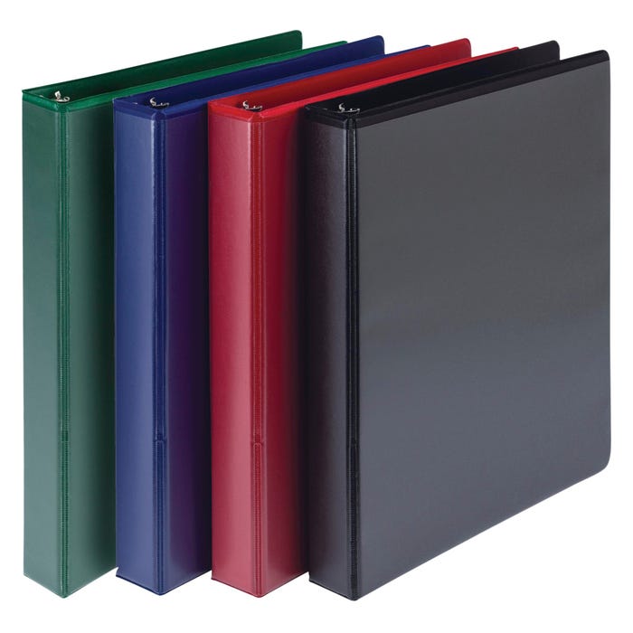 Samsill Durable View Binders, D-Ring, 1 Inch, Assorted Basic Colors, Pack of 4