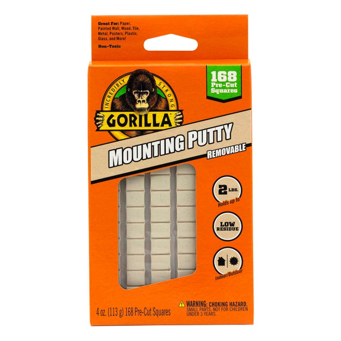 Gorilla Glue Removable Mounting Putty Squares, 4 Ounce Pack of 168