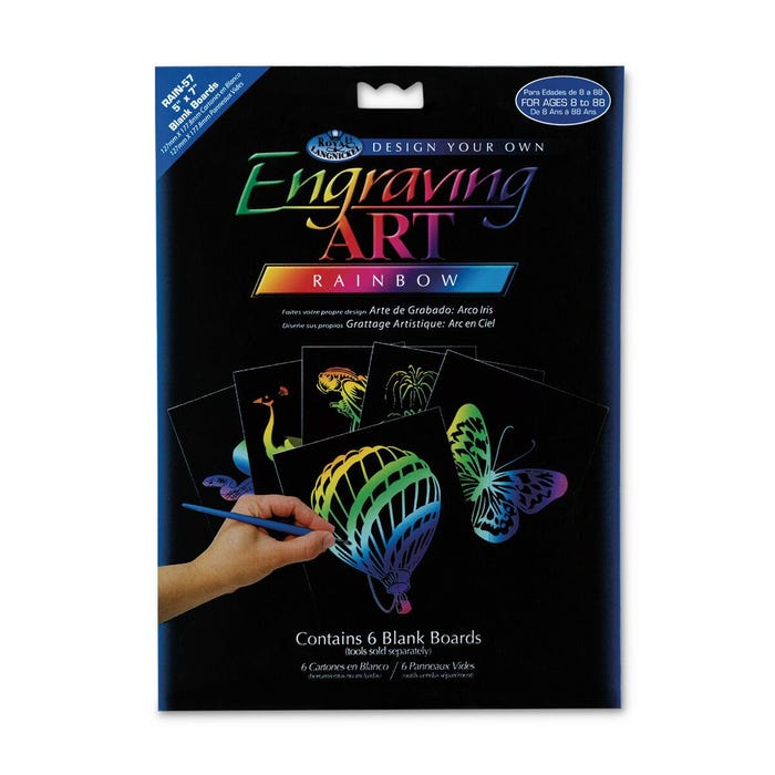 Royal Brush Rainbow Engraving Art Boards, 5 x 7 Inches, Pack of 6