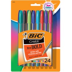 Image for BIC Cristal Xtra Bold Fashion Ball Pens, 1.6 mm, Assorted Colors, Set of 24 from School Specialty