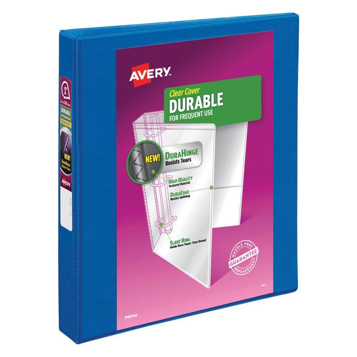 Avery Durable View Binder with Slant Ring, 1 Inch, Blue