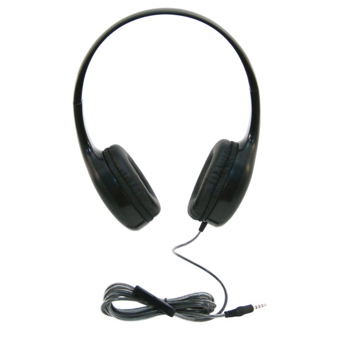 Califone KH-08T BK On-Ear Headset with Inline Microphone, 3.5mm, Black