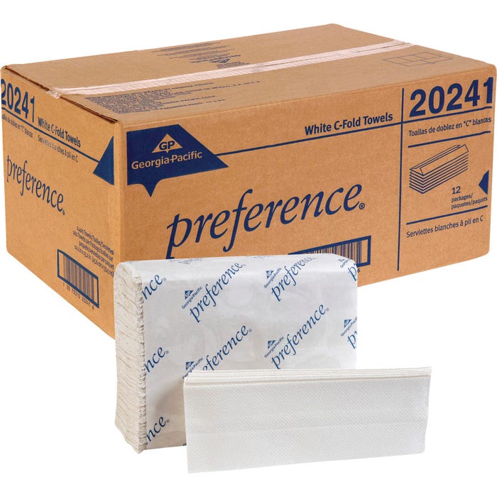 Georgia Pacific Preference C-Fold Hand Towel, 200 Sheets, Paper, White, Pack of 12